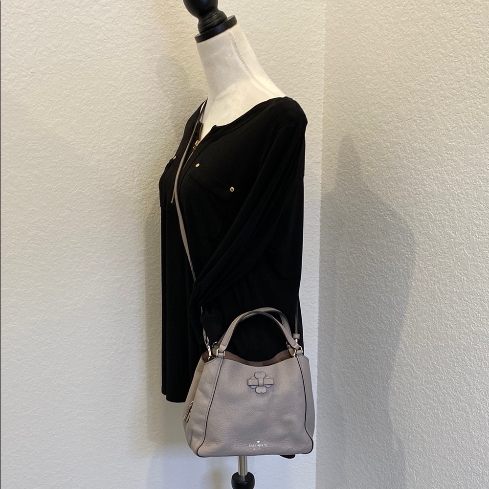Kate Spade Talia Small‎ Triple Compartment Satchel Shoulder Bag Soft Taupe - Picture 4 of 13